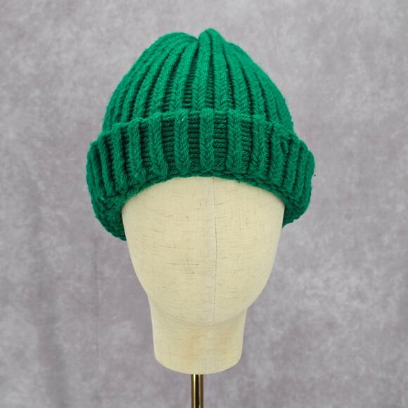 Green Crochet Knit Bucket Cap Hat Fun Vintage Y2K Funky Beanie - Picture 2 of 4